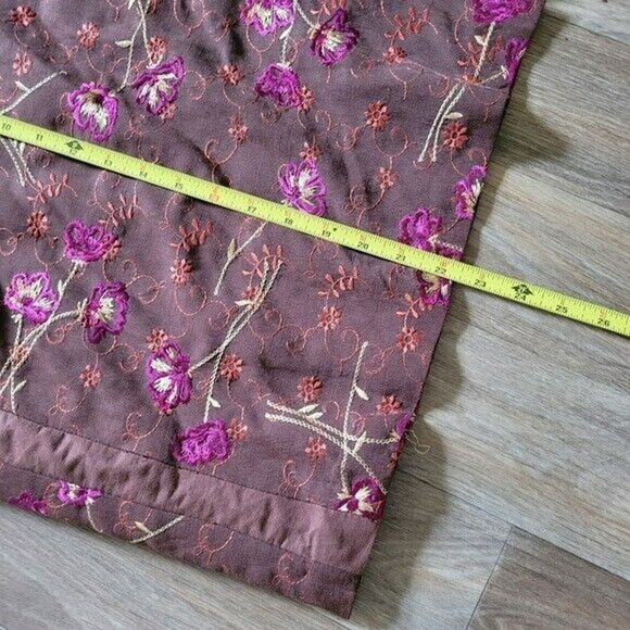 Grace Dane Lewis Womens Silk Linen Embroidered Mini Skirt Size 8 Y2K Brown Multi - Picture 10 of 10
